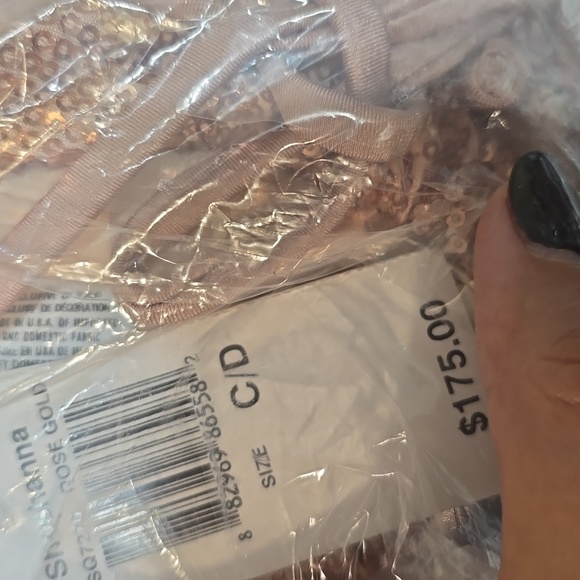 Shoshanna Sequin Halter Neck Triangle Bikini Top Bra Size M Light Pink - Picture 4 of 5